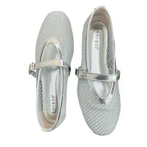 🆕 Mary Jane Ballet Flats  Sparlking Silver Size 7